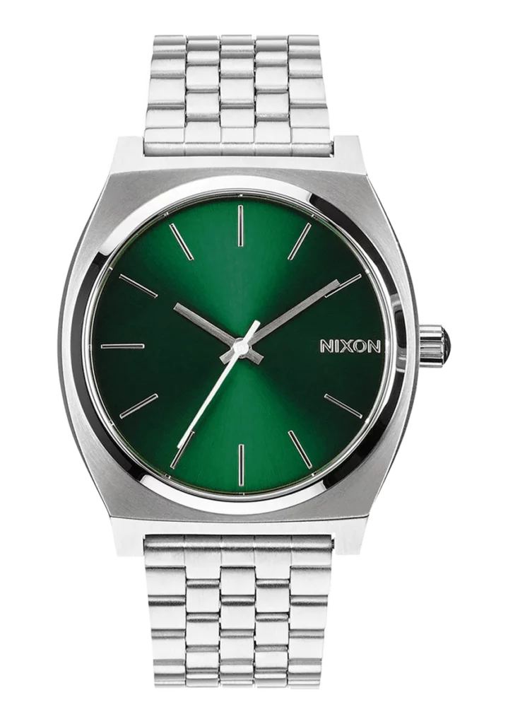 montre Nixon Time Teller avec cadran vert sunray vue de face