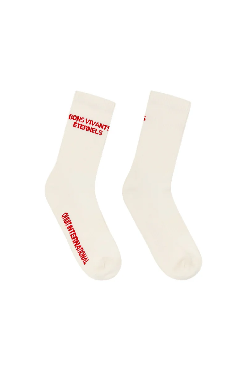 QHUIT - CHAUSSETTES “BONS VIVANTS ÉTERNELS” OFF WHITE
