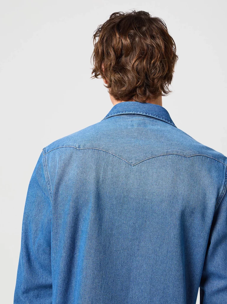 Chemise western Wrangler Icon Mid Stone – vue arrière avec empiècement