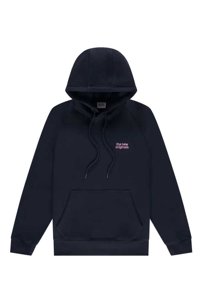 Sweat à capuche Catna Navy Blue / Pink avec logo brodé poitrine gauche