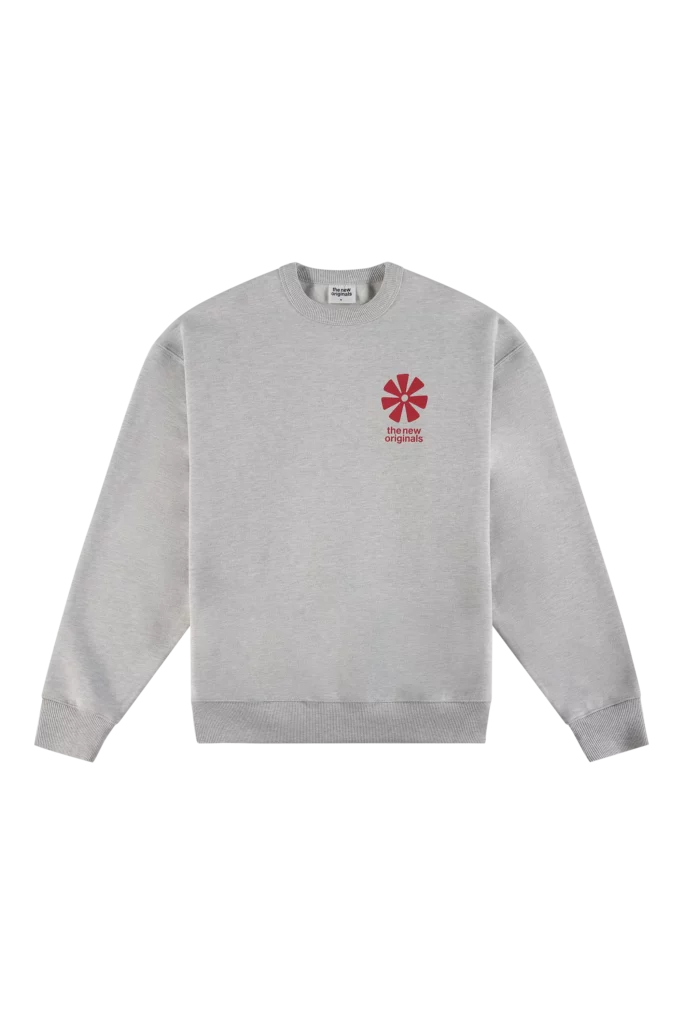 Sweatshirt Adinkra Light Grey Mélange avec logo brodé sur la poitrine gauche