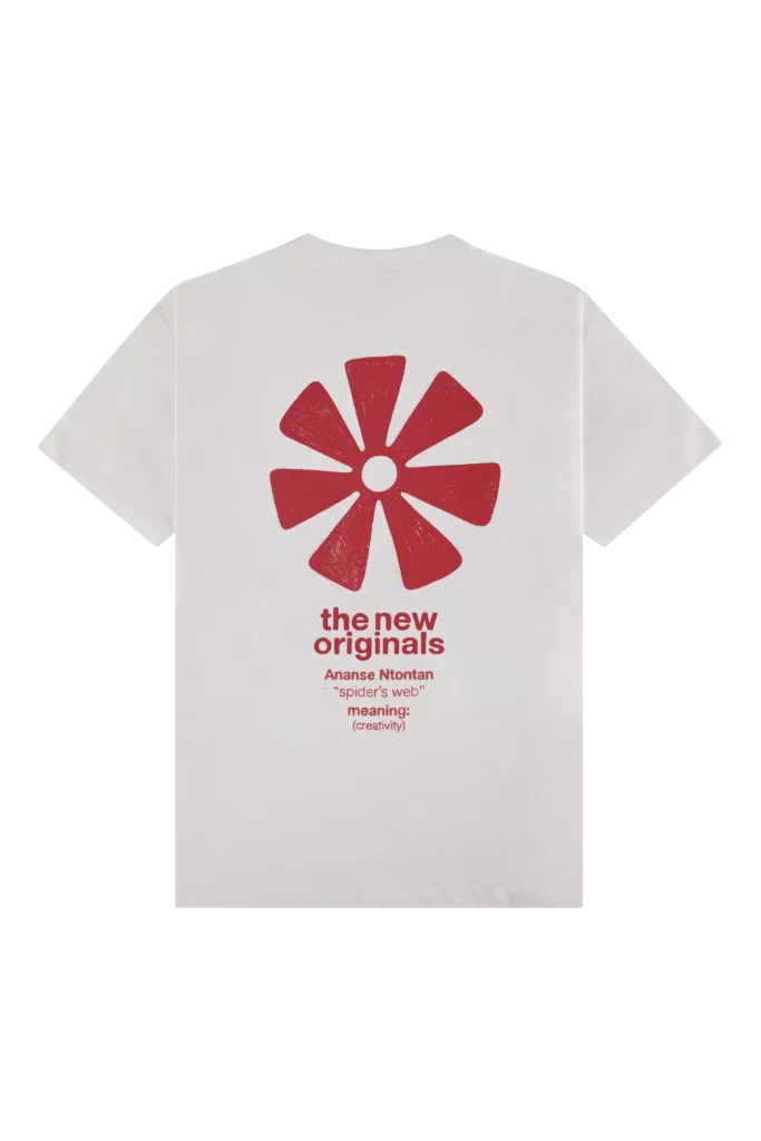 T-shirt Ananse Adinkra blanc “White Alyssum” vue de face